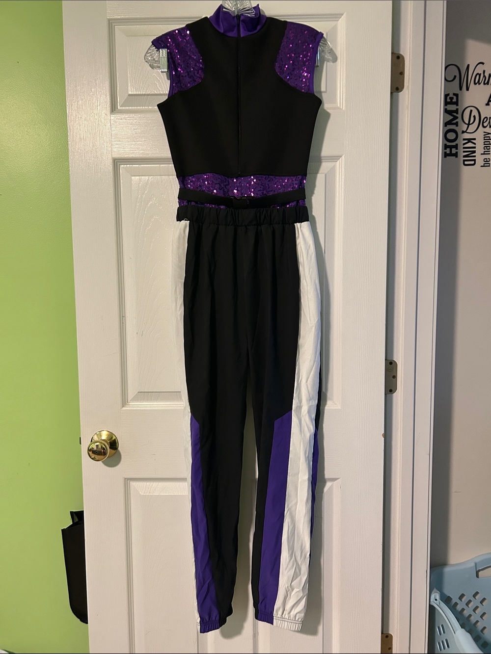Weissman Black, Purple & White Dance Jogger Jumpsuit